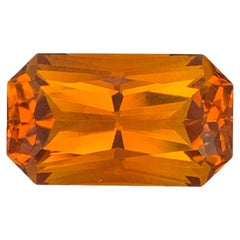 6.45 Carat Natural Loose Madeira Citrine Stone Emerald Cut Brazilian Gemstone