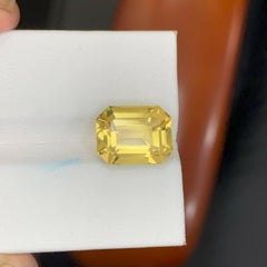 6.45 Carat Natural Loose Yellow Golden Citrine Emerald Cut Brazilian Gemstone