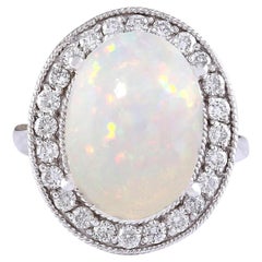 Bague en or blanc 14 carats diamant Opale Naturelle