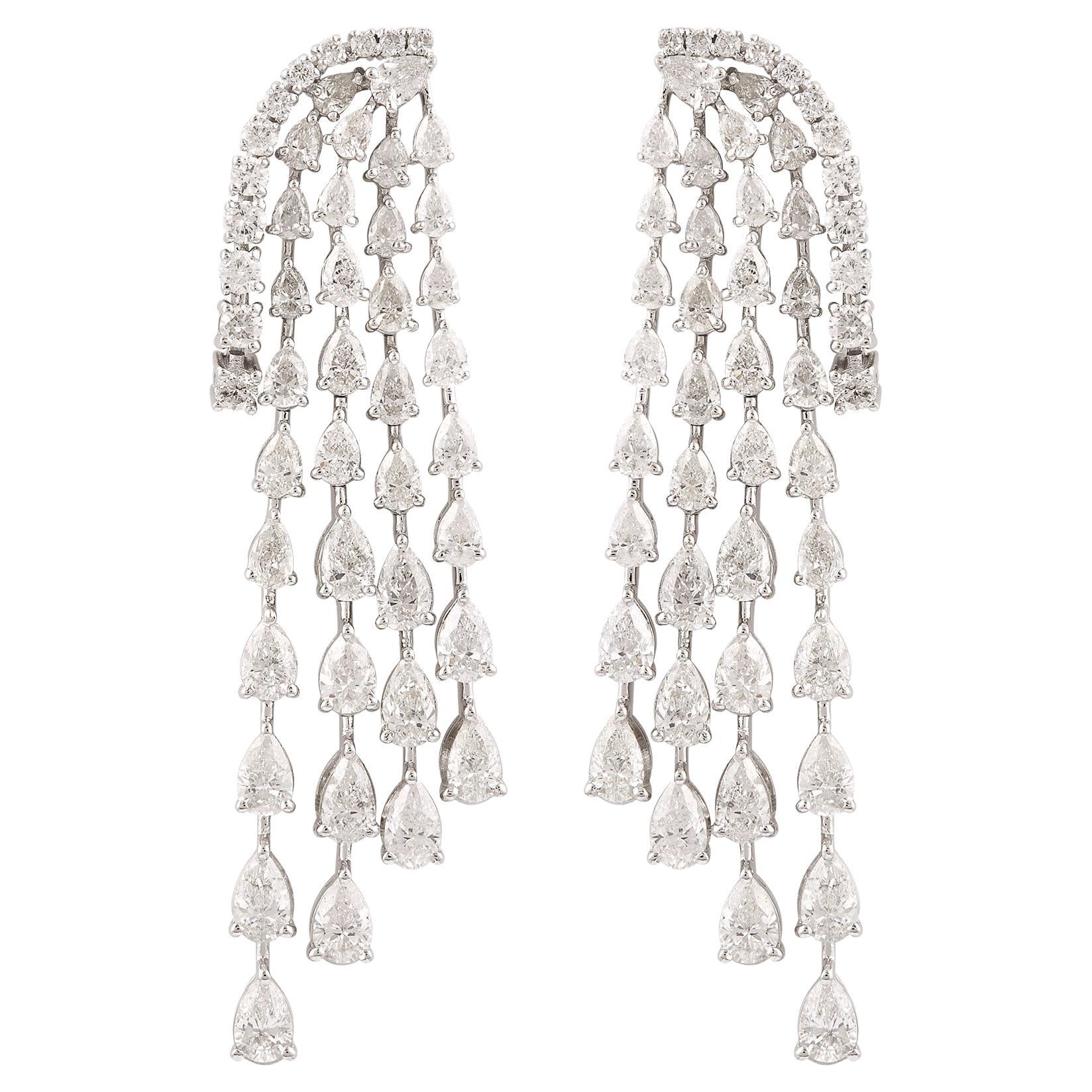6.45 Carat SI Clarity HI Color Diamond Chandelier Earrings 18 Karat White Gold For Sale