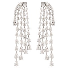 6.45 Carat SI Clarity HI Color Diamond Chandelier Earrings 18 Karat White Gold