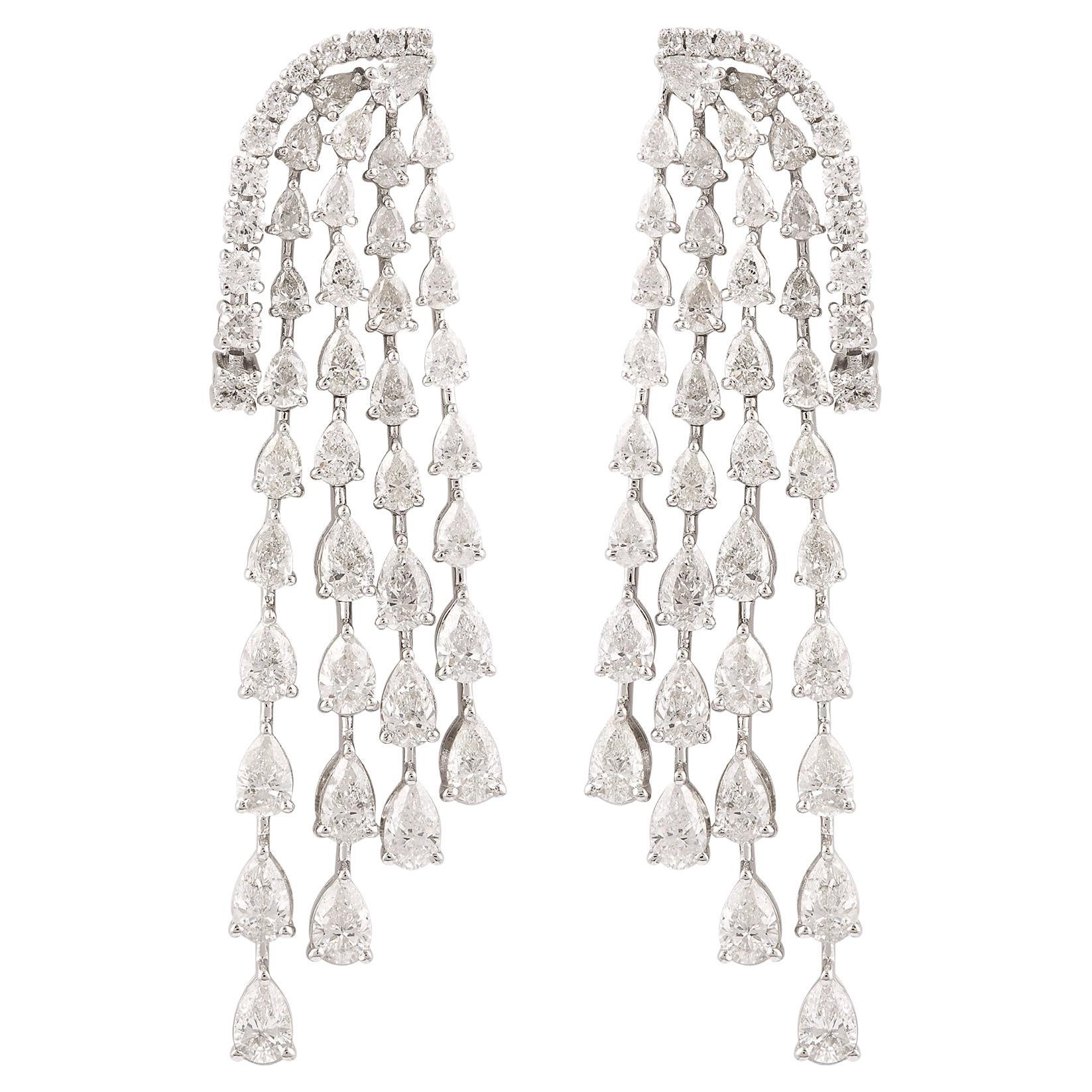 6.45 Carat SI Clarity HI Color Diamond Chandelier Earrings 18 Karat White Gold