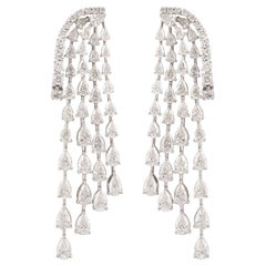 6.45 Carat SI Clarity HI Color Diamond Chandelier Earrings 18 Karat White Gold