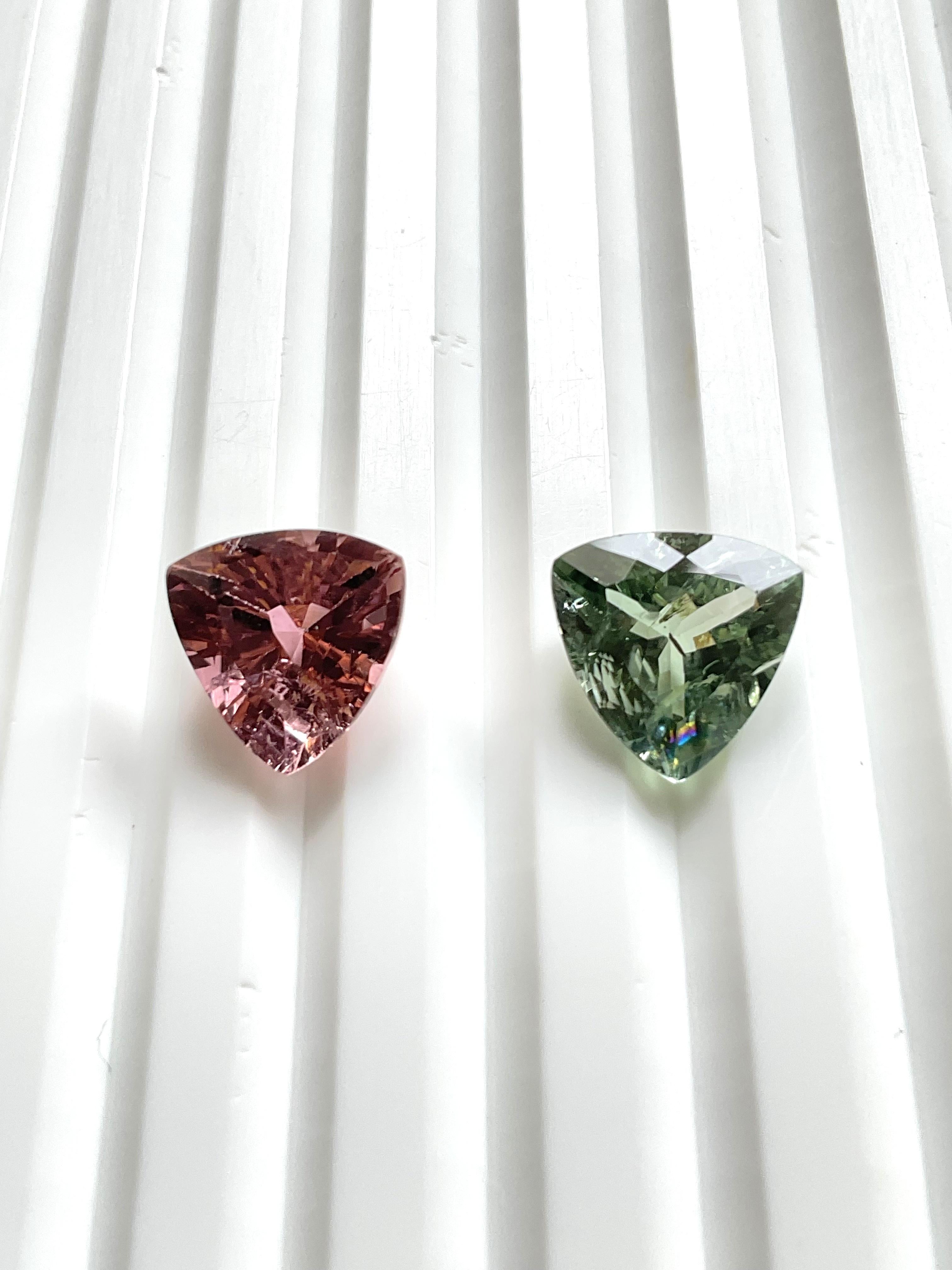 6.45 Carats Tourmaline Trillion 2 Pcs Faceted Cut stone Top Quality Natural gem Neuf - En vente à Jaipur, RJ