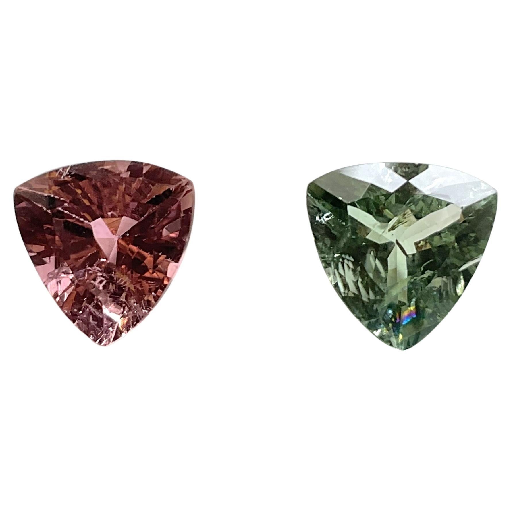 6.45 Carats Tourmaline Trillion 2 Pcs Faceted Cut stone Top Quality Natural gem