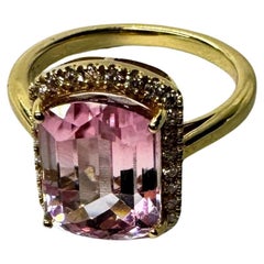 6.45-ct Bi-Color Tourmaline & Diamond Halo Ring with 18k Gold by Nancy Phillips
