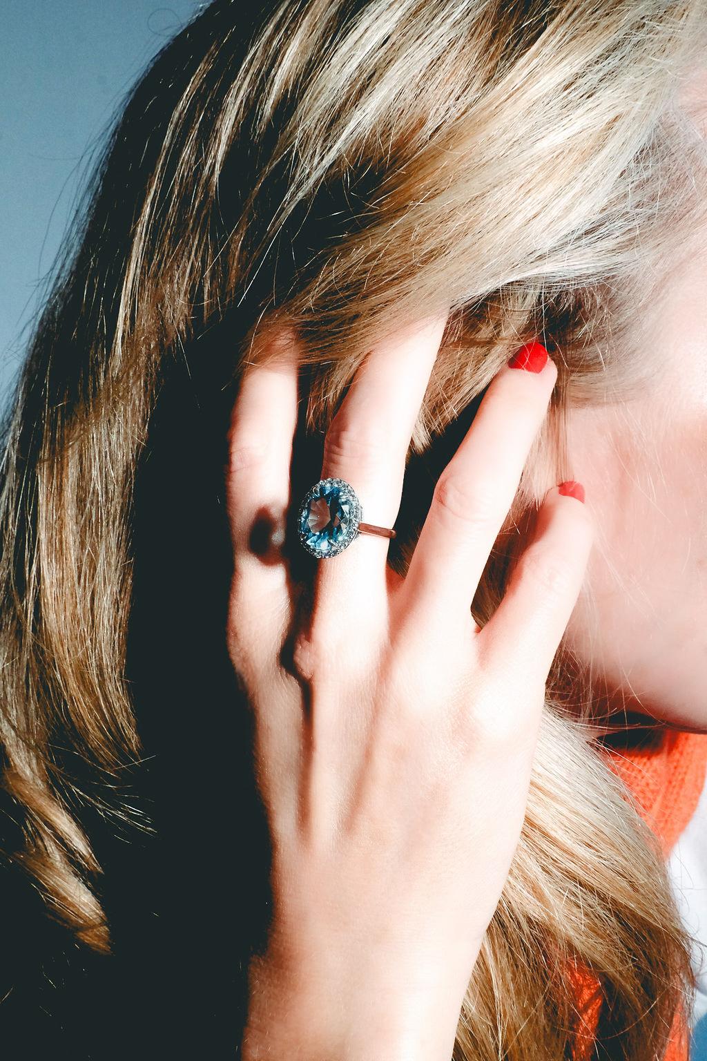 6.45ct Aquamarine & .48ct Diamond Ring-Oval Cut-18KT White Gold-GIA Certified For Sale 2
