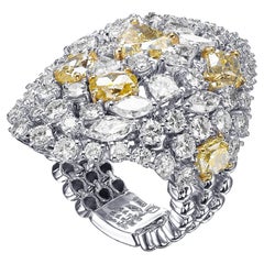 6.45ct Fancy Yellow Diamonds & 2.16ct D-F White Diamonds 18 Kt. White Gold Ring