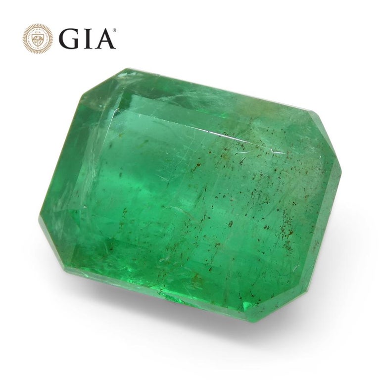 6.45ct Octagonal/Emerald Cut Green Emerald GIA Certified Russia For Sale at 1stDibs