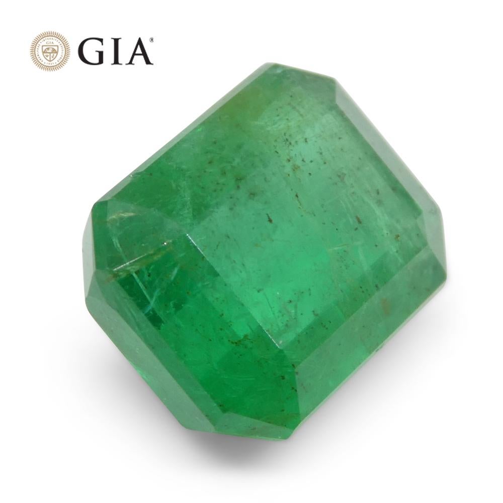 6.45ct Octagonal/Emerald Cut Green Emerald GIA Certified Russia In New Condition For Sale In Toronto, Ontario