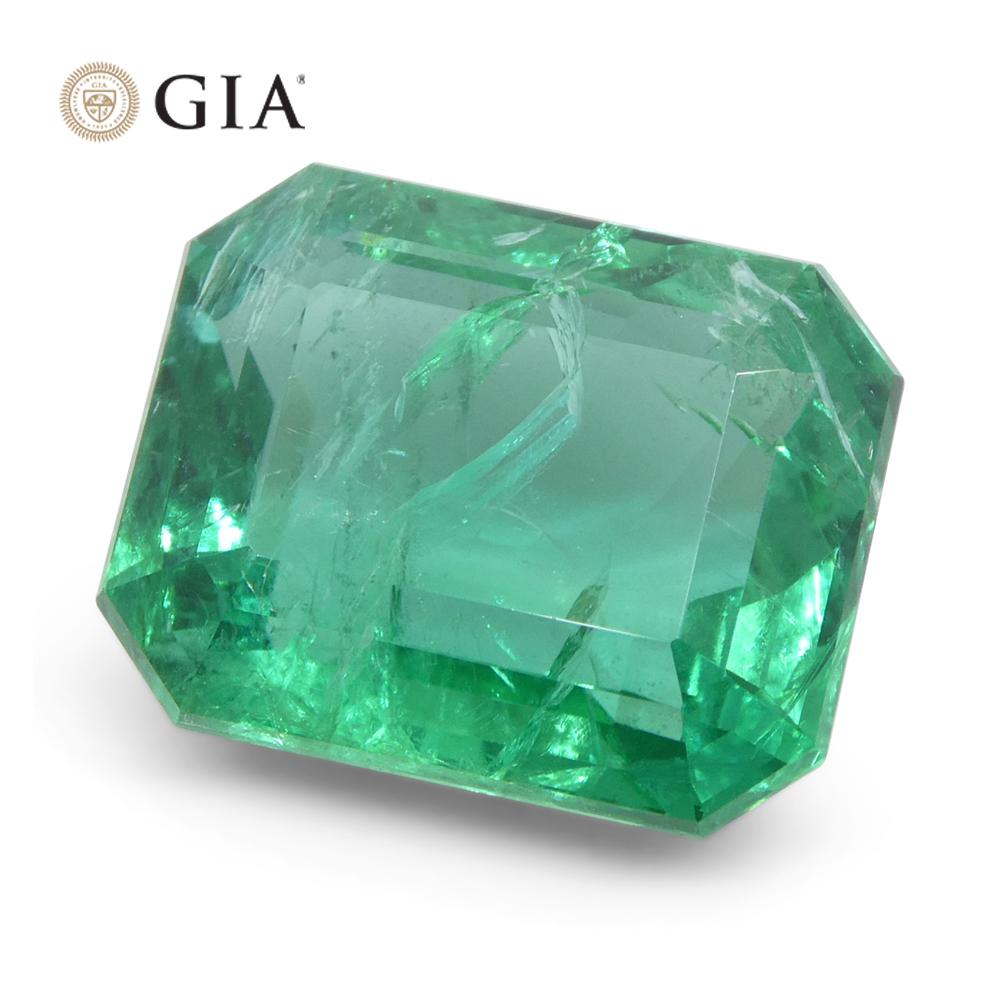 6.45ct Octagonal/Emerald Cut Green Emerald GIA Certified Zambia (F2) For Sale 5