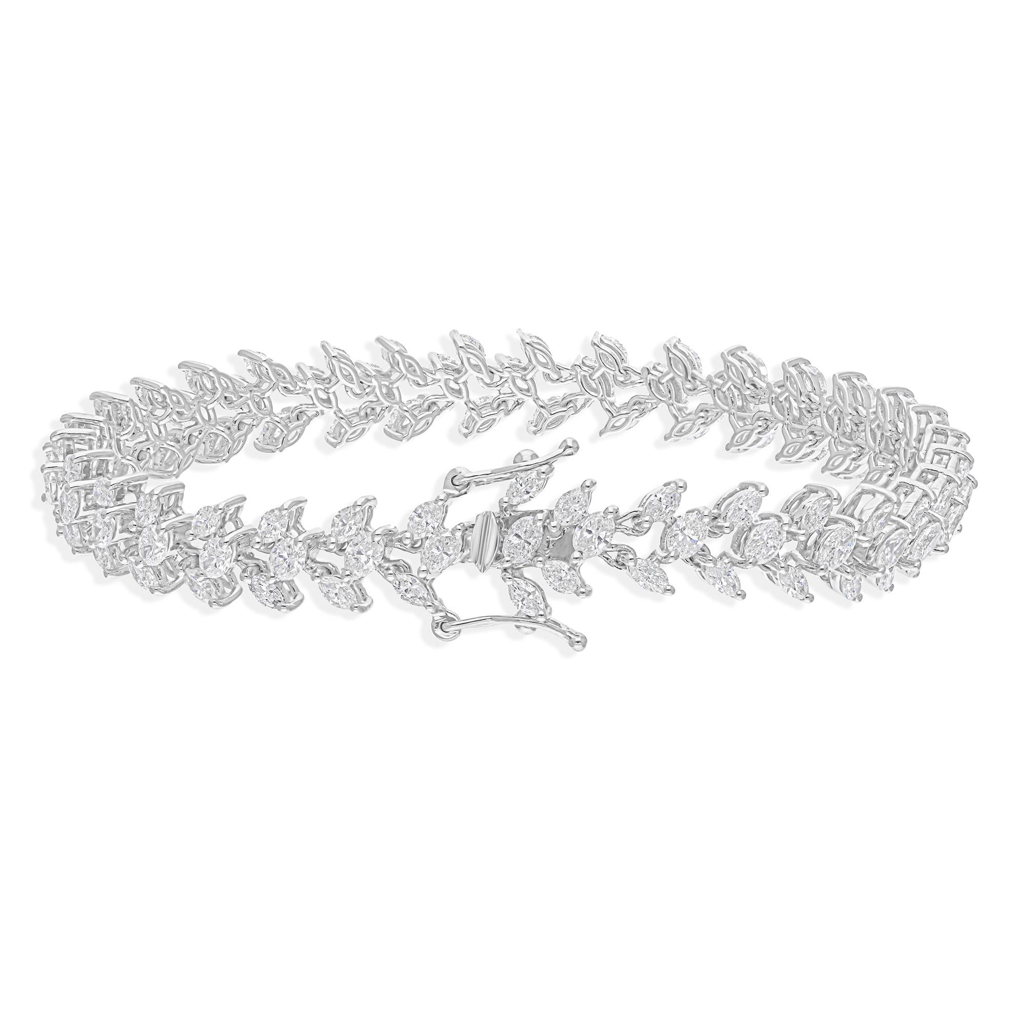 6.45Ct SI/H Marquise Diamond Engagement Bracelet 14k White Gold All Tariffs Paid In New Condition For Sale In Diera, Dubai