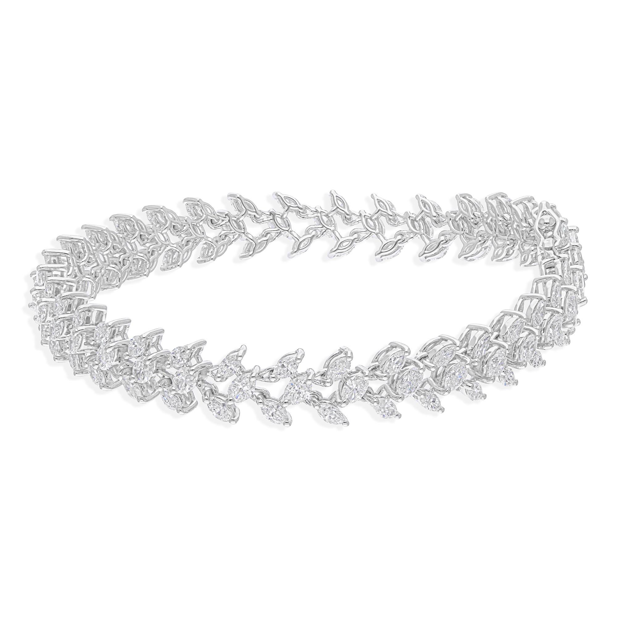 Taglio marquise Bracciale di fidanzamento con diamanti marquise 6,45 carati SI/H Oro bianco 18 carati Tutte le tariffe pagate in vendita