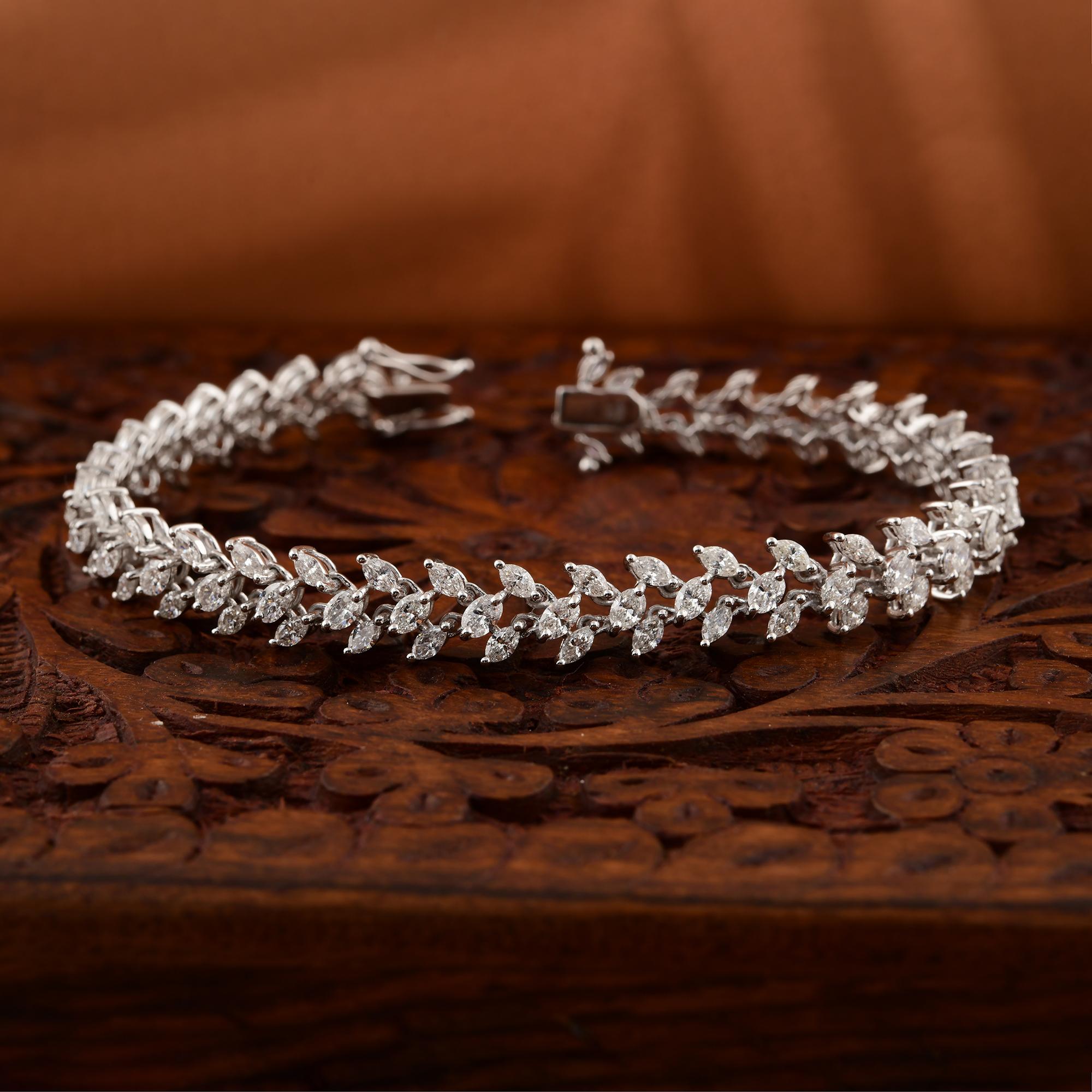 Donna Bracciale di fidanzamento con diamanti marquise 6,45 carati SI/H Oro bianco 18 carati Tutte le tariffe pagate in vendita