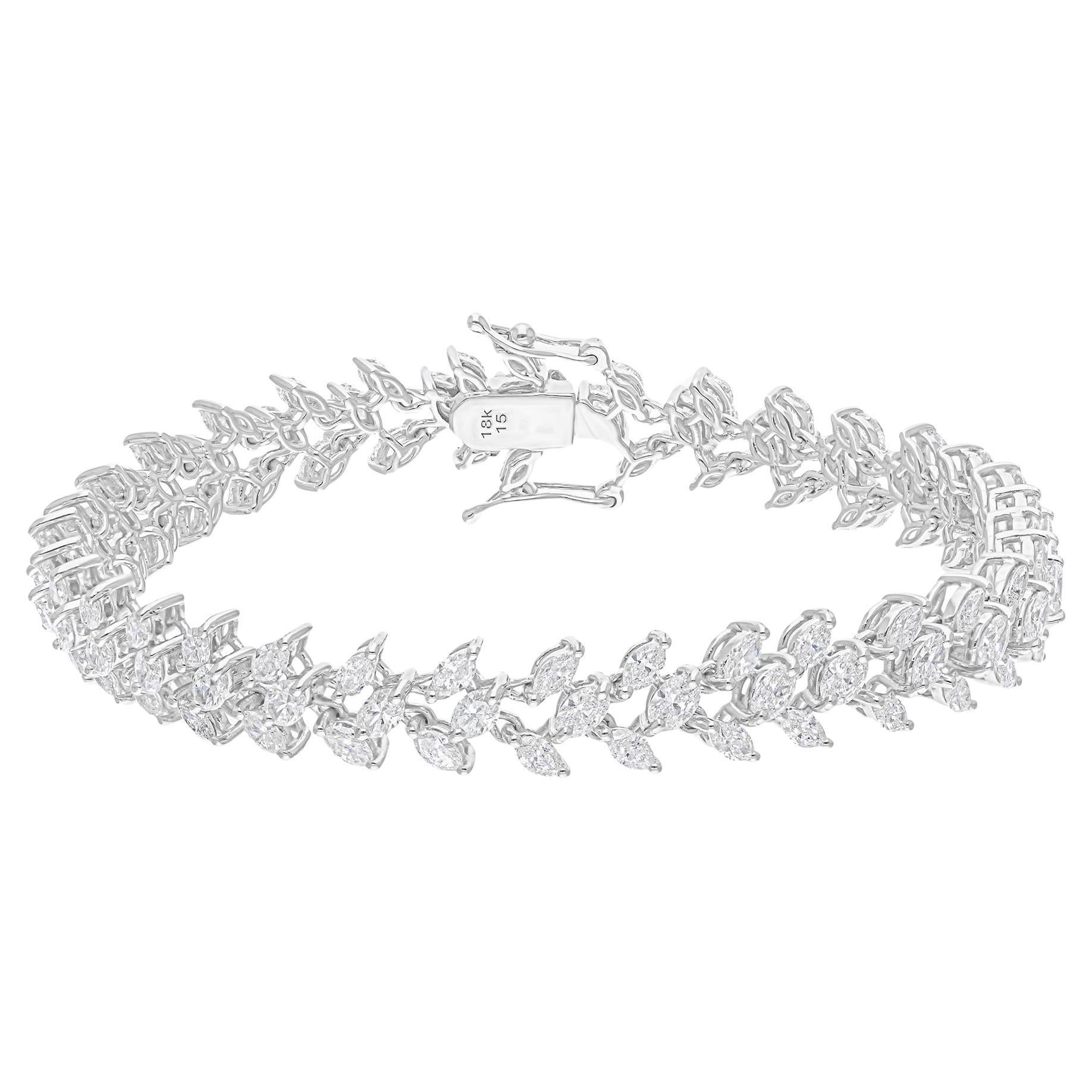 6.45Ct SI/H Marquise Diamant Verlobungsarmband 18k Weißgold Alle Zölle gezahlt