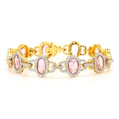 Bracciale con zaffiro rosa naturale e diamanti da 6,46 carati