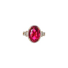 Sunita Nahata Rubellite 6.46ct. Fancy Ring in 18Karat Yellow Gold with Diamond.