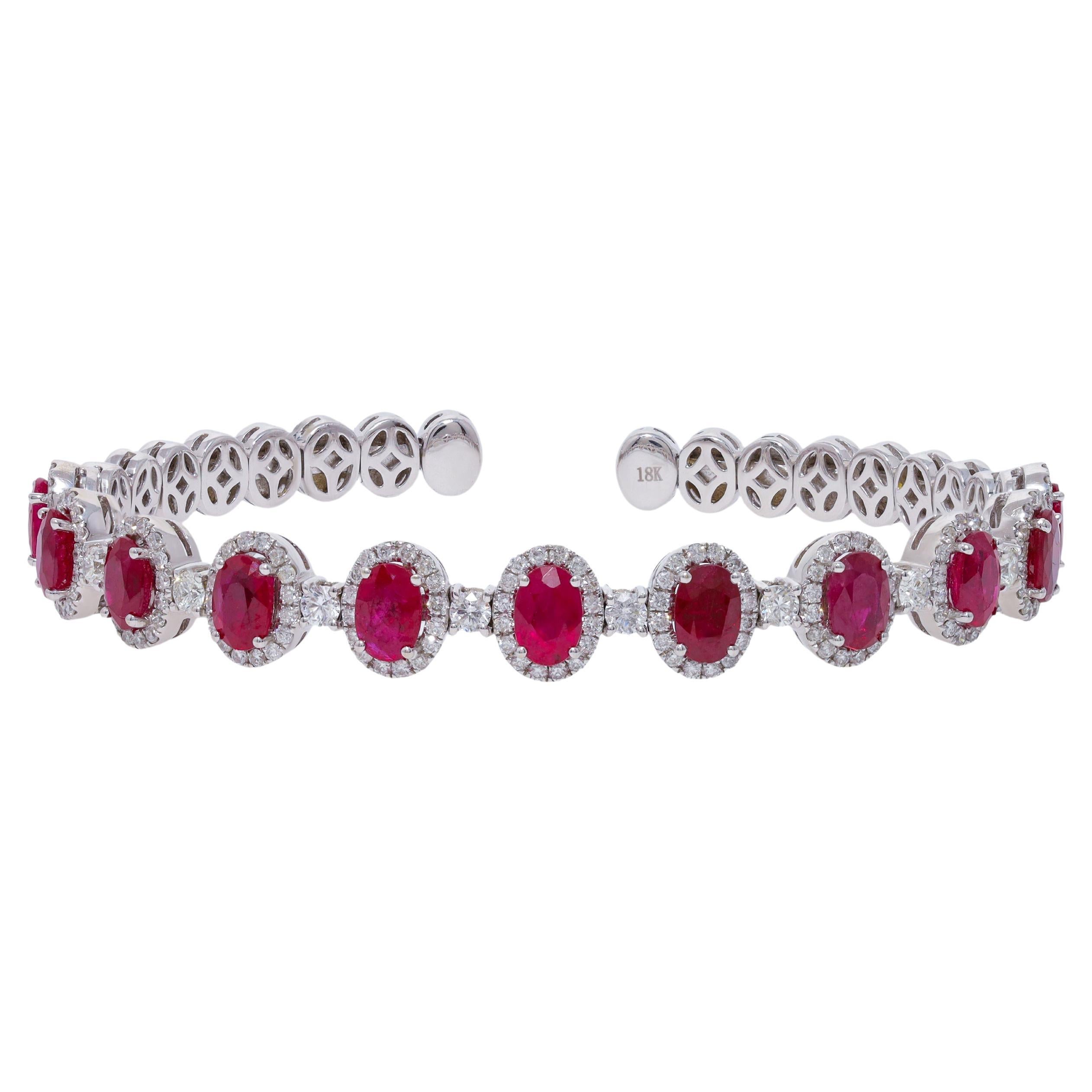Diana M. 6.46 Carat Ruby Diamond Bracelet in White Gold For Sale