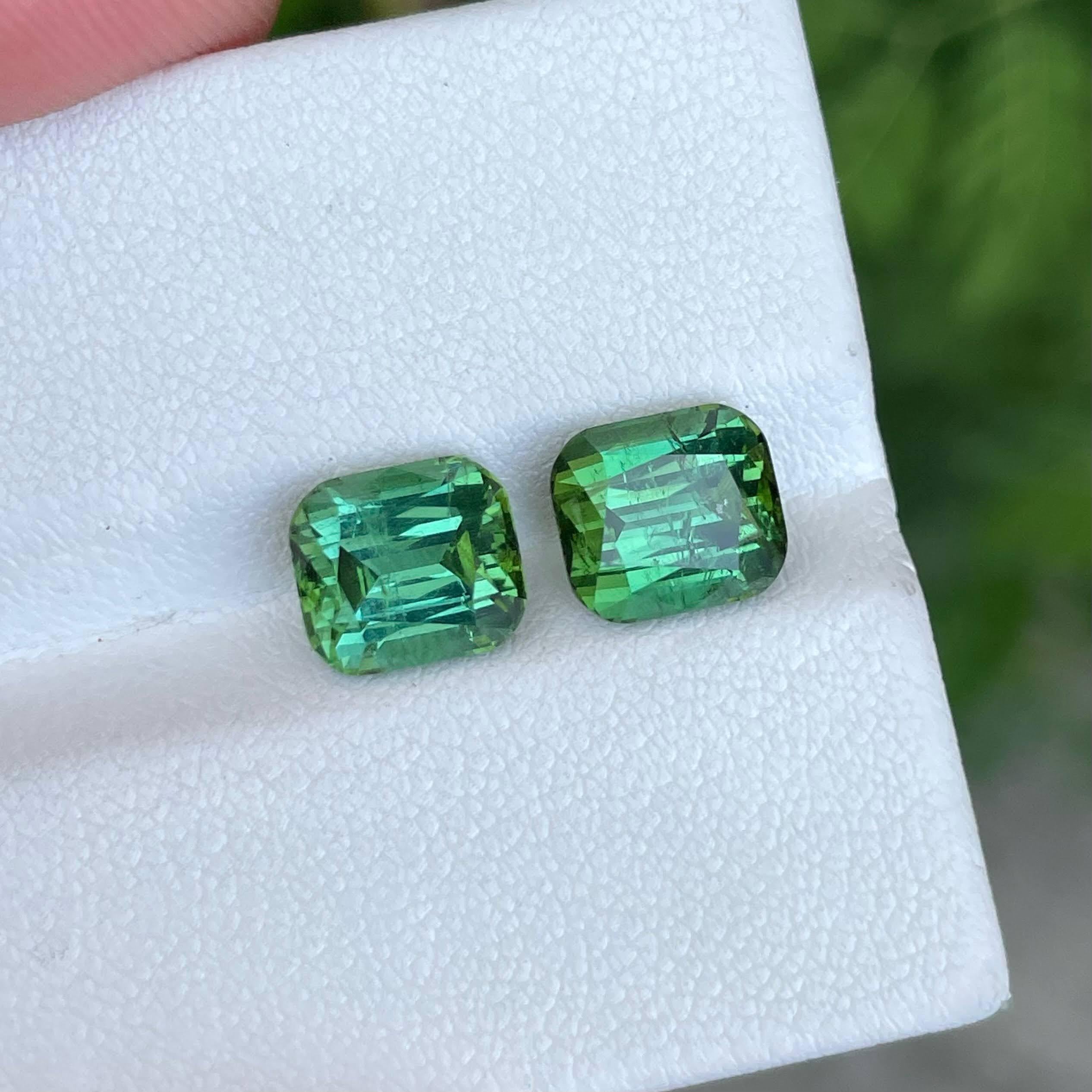 6,46 Karat Mintgrüner Turmalin Stein Paar Cushion Cut Afghan Edelstein (Moderne) im Angebot