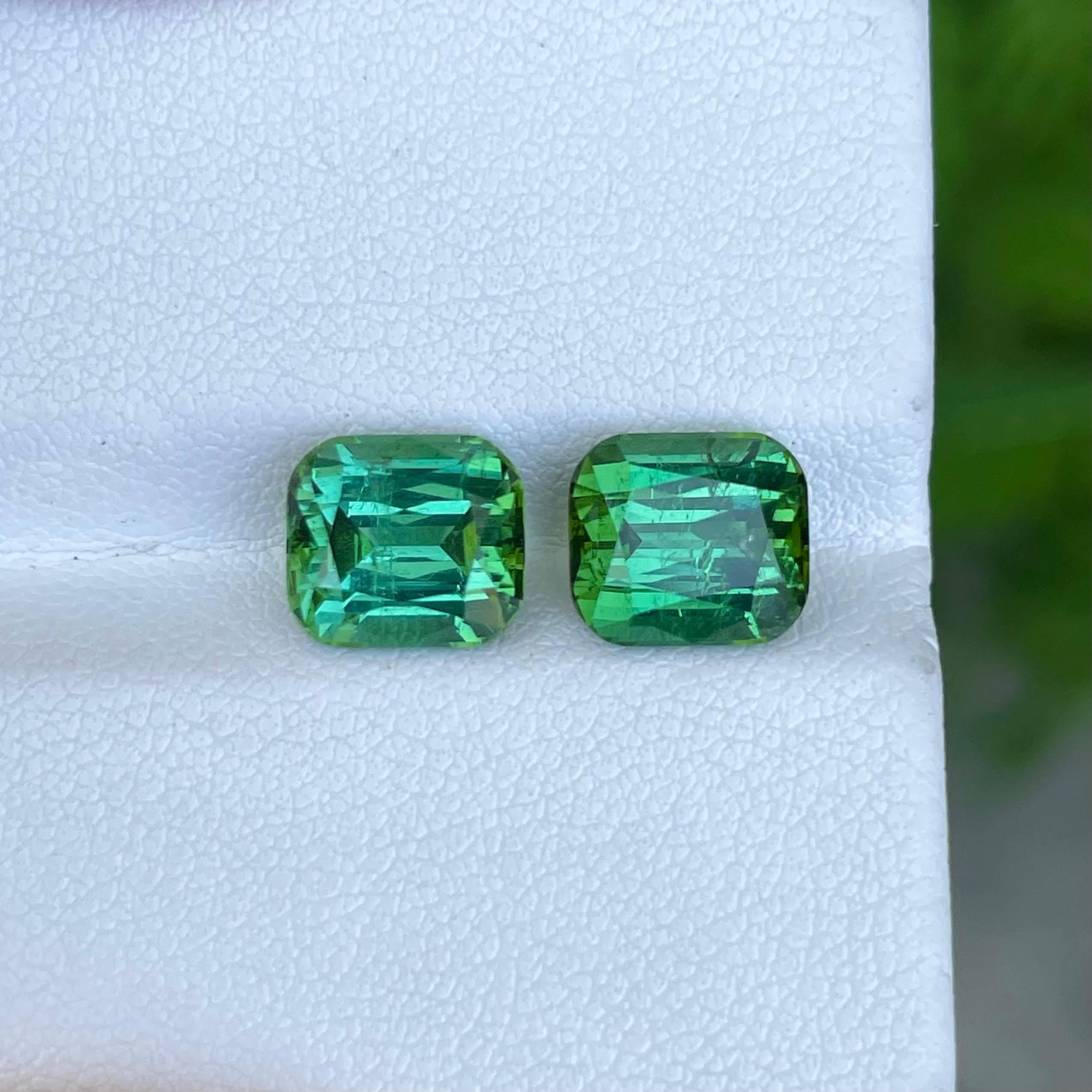 6,46 Karat Mintgrüner Turmalin Stein Paar Cushion Cut Afghan Edelstein im Zustand „Neu“ im Angebot in Bangkok, TH