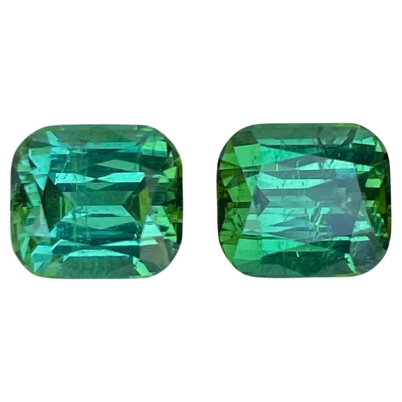 6,46 Karat Mintgrüner Turmalin Stein Paar Cushion Cut Afghan Edelstein im Angebot