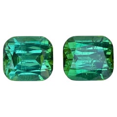 6.46 carats Mint Green Tourmaline Stone Pair Cushion Cut Afghan Gemstone
