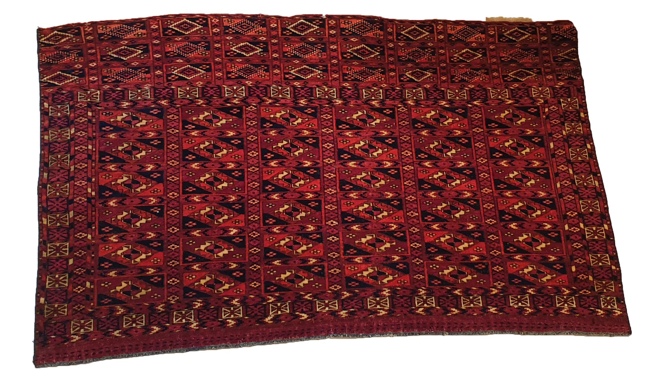 647 - beautiful fine chuval Turkmen 19th century with nice tribal design and natural colors with red and blue, very finely hand-knotted with wool and silk velvet on wool background.