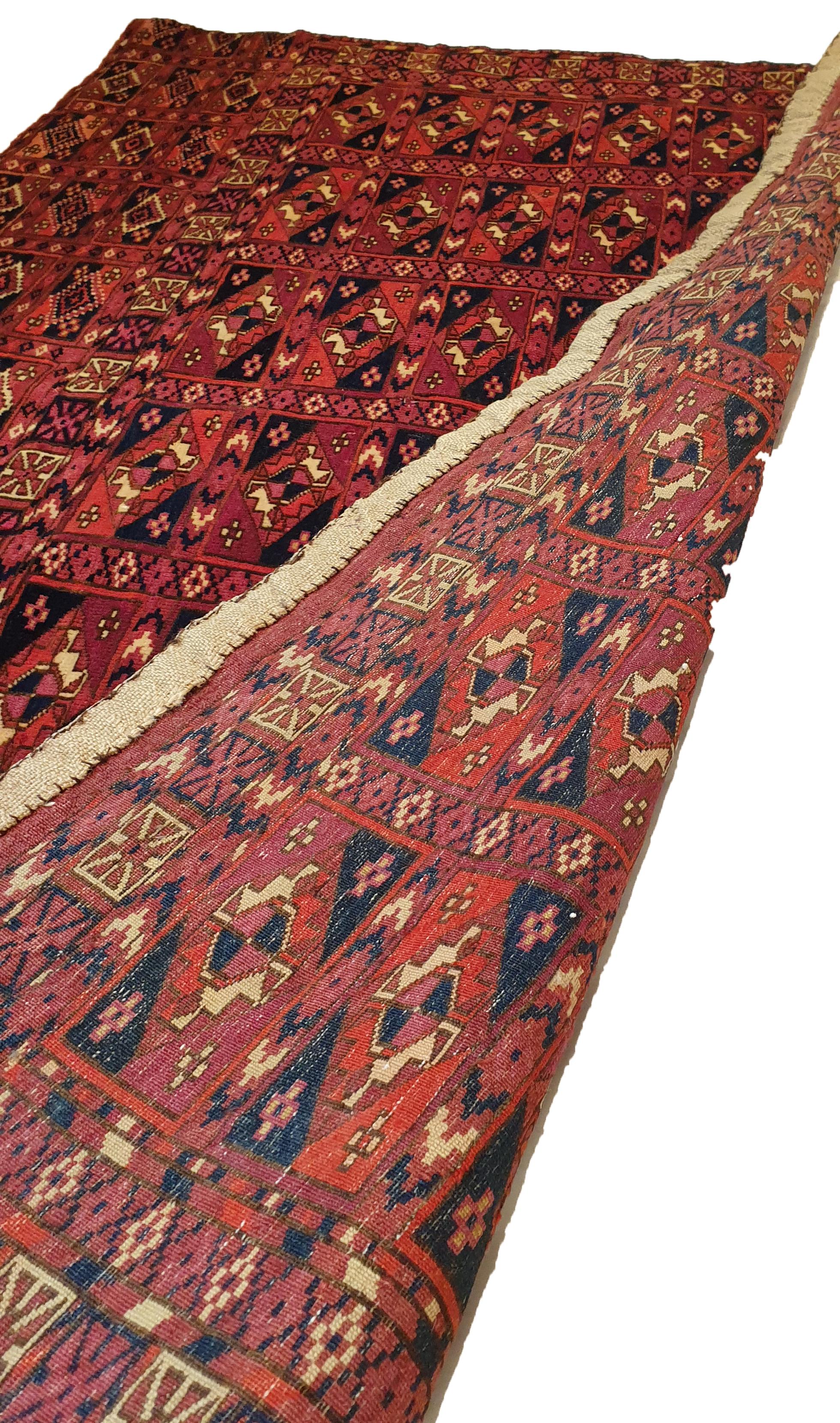 Hand-Knotted 647 - Antique Turkmen Chuval Rug, 19th Century For Sale