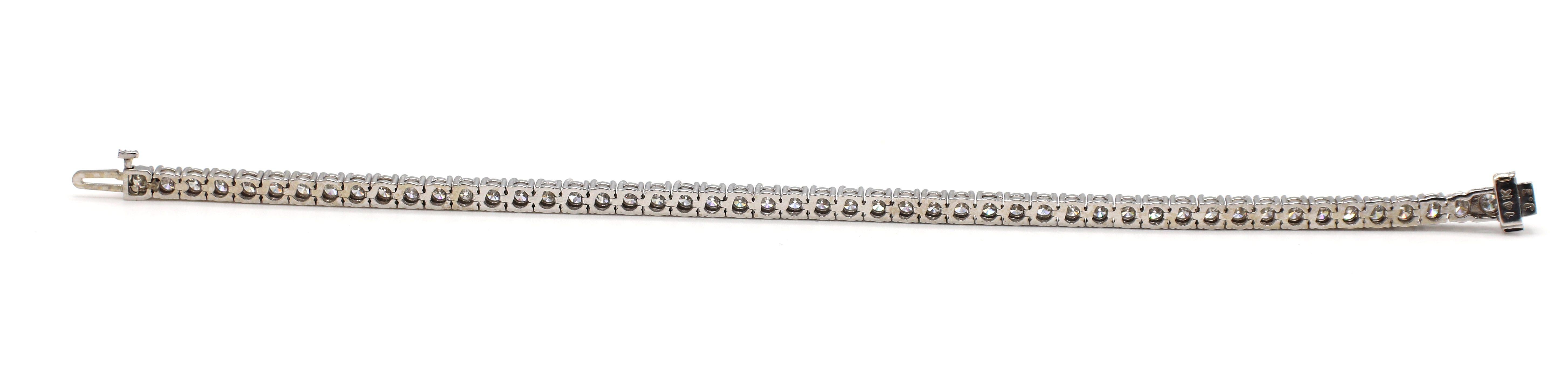 Modern 6.47 Carat Diamond White Gold Tennis Line Bracelet 