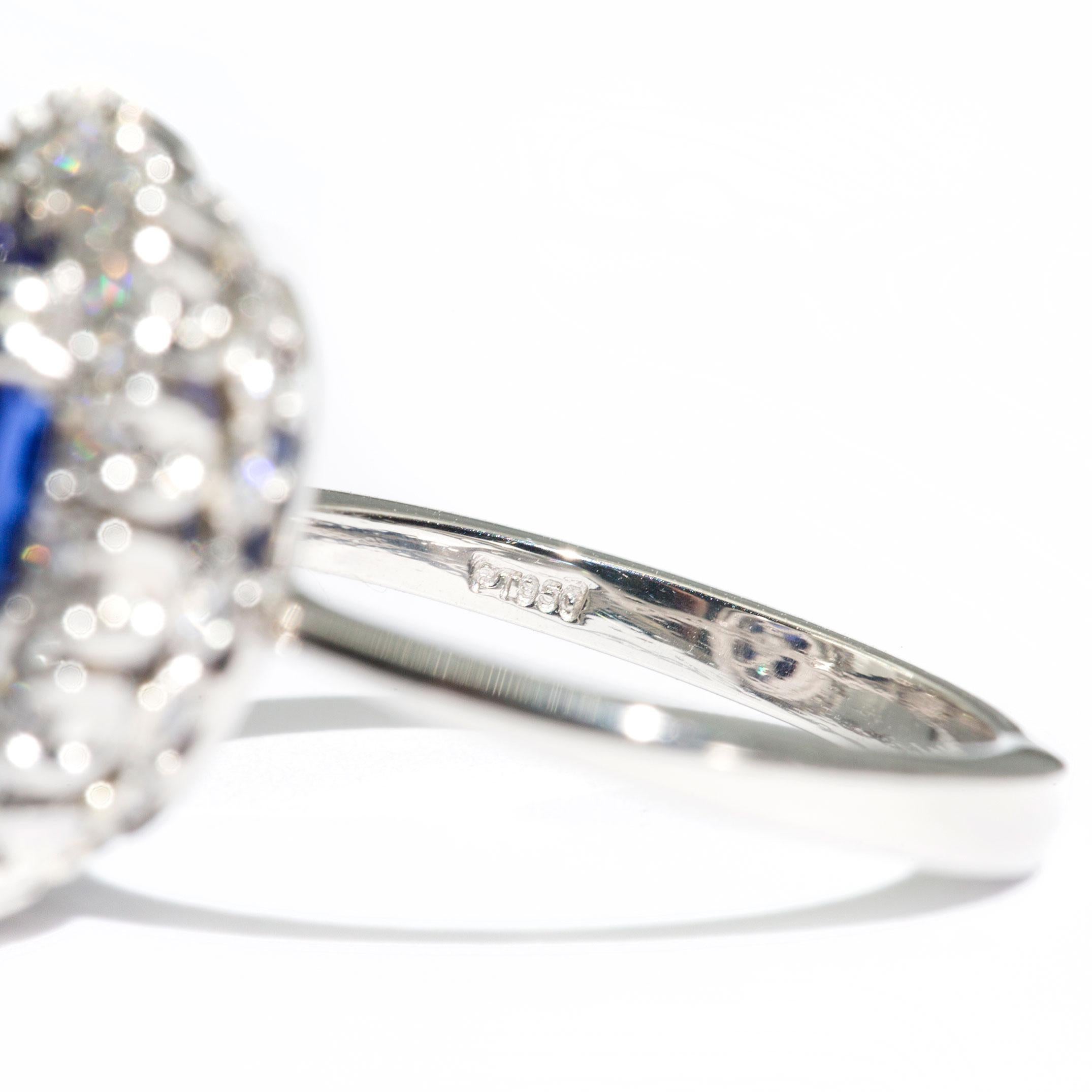 6.47 Carat Oval Flawless Tanzanite and 1.51 Carat Diamond Platinum Cocktail Ring For Sale 10