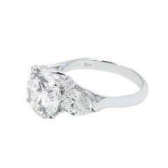 6.47 Carat Round Brilliant Diamond Ring Brilliant White 14K White Gold