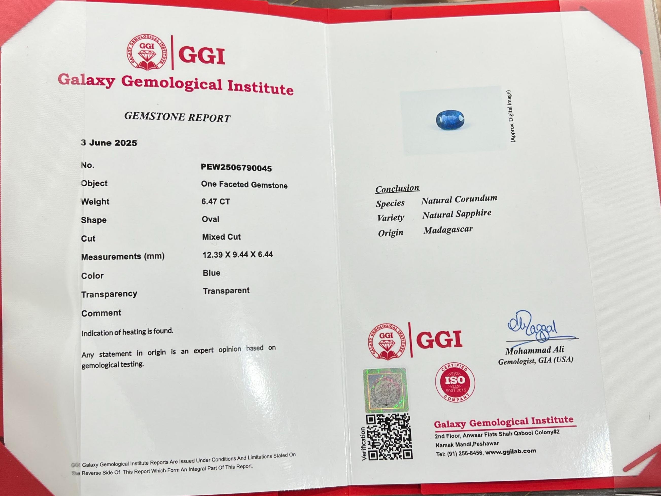 Weight 6.47 carat
Dimensions 12.39x9.44x6.44mm
Treatment None
Origin Madagascar
Clarity  VVS
Shape Oval
Cut Faceted
NA


This exquisite 6.47 carat Vivid Blue Sapphire hails from the renowned gem-rich soils of Madagascar and comes with trusted GGI