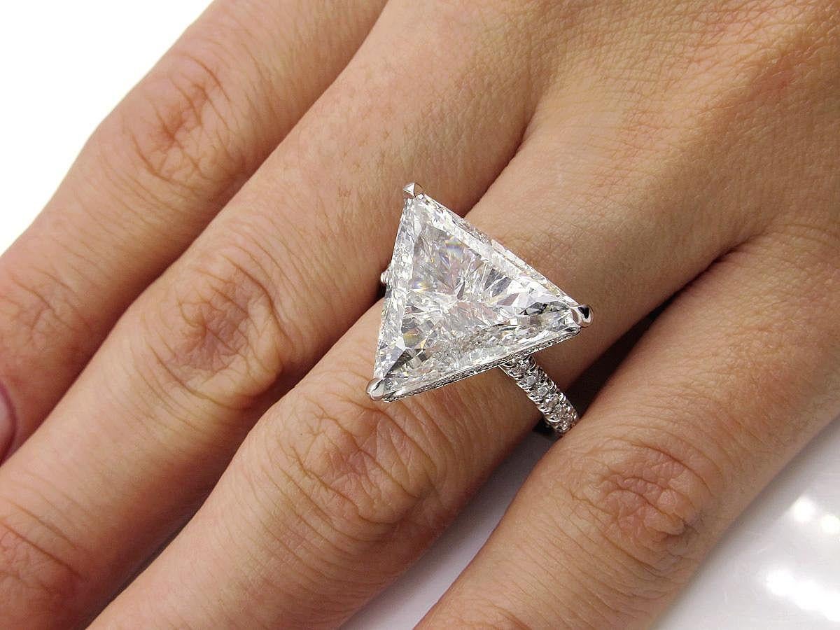 6.47ct Estate Vintage Trillion Diamond Engagement Wedding Platinum Ring EGL USA 2