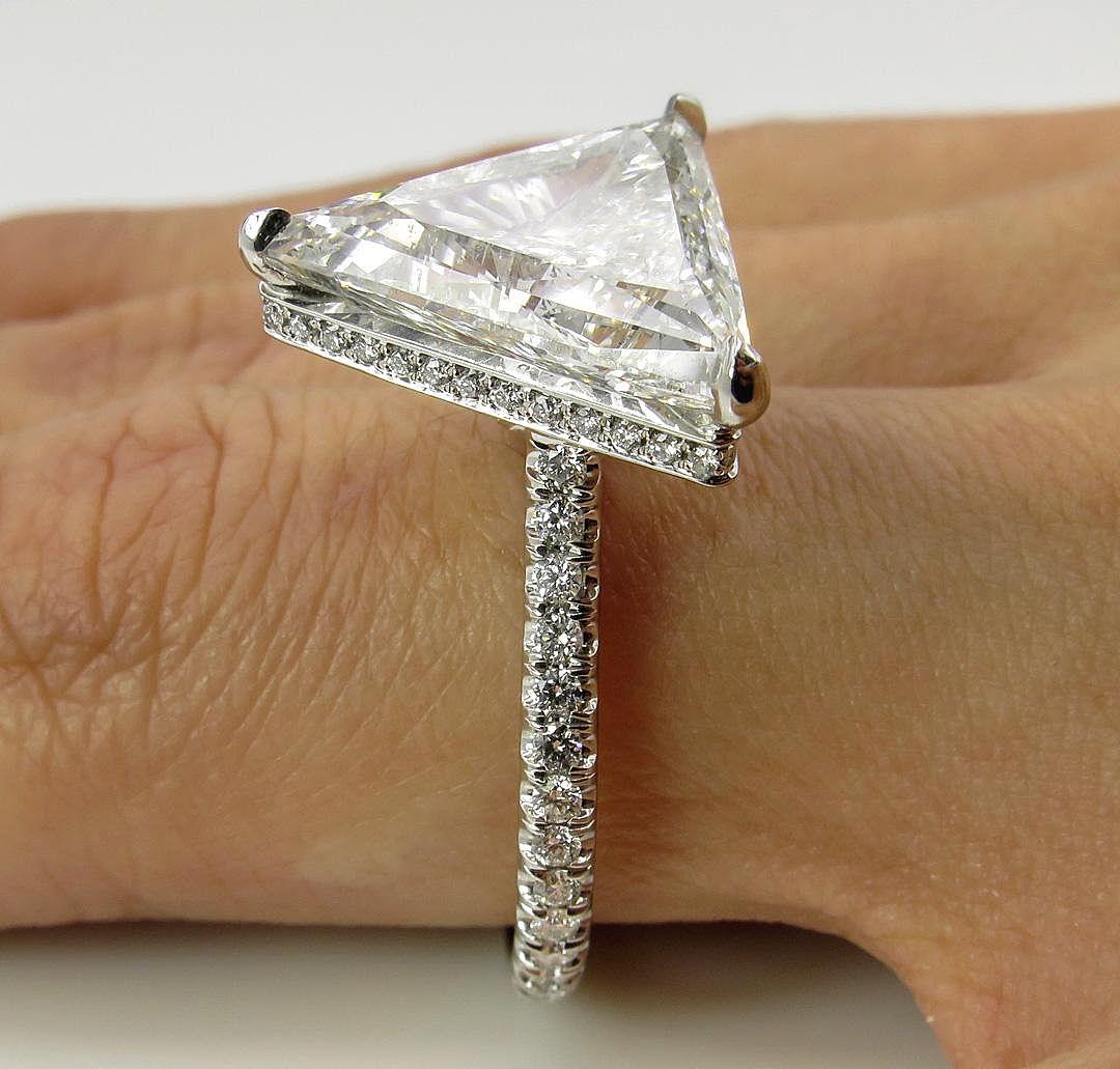 6.47ct Estate Vintage Trillion Diamond Engagement Wedding Platinum Ring EGL USA 4