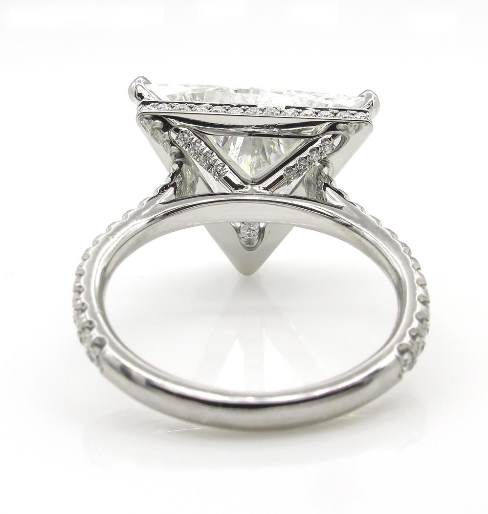 Trillion Cut 6.47ct Estate Vintage Trillion Diamond Engagement Wedding Platinum Ring EGL USA