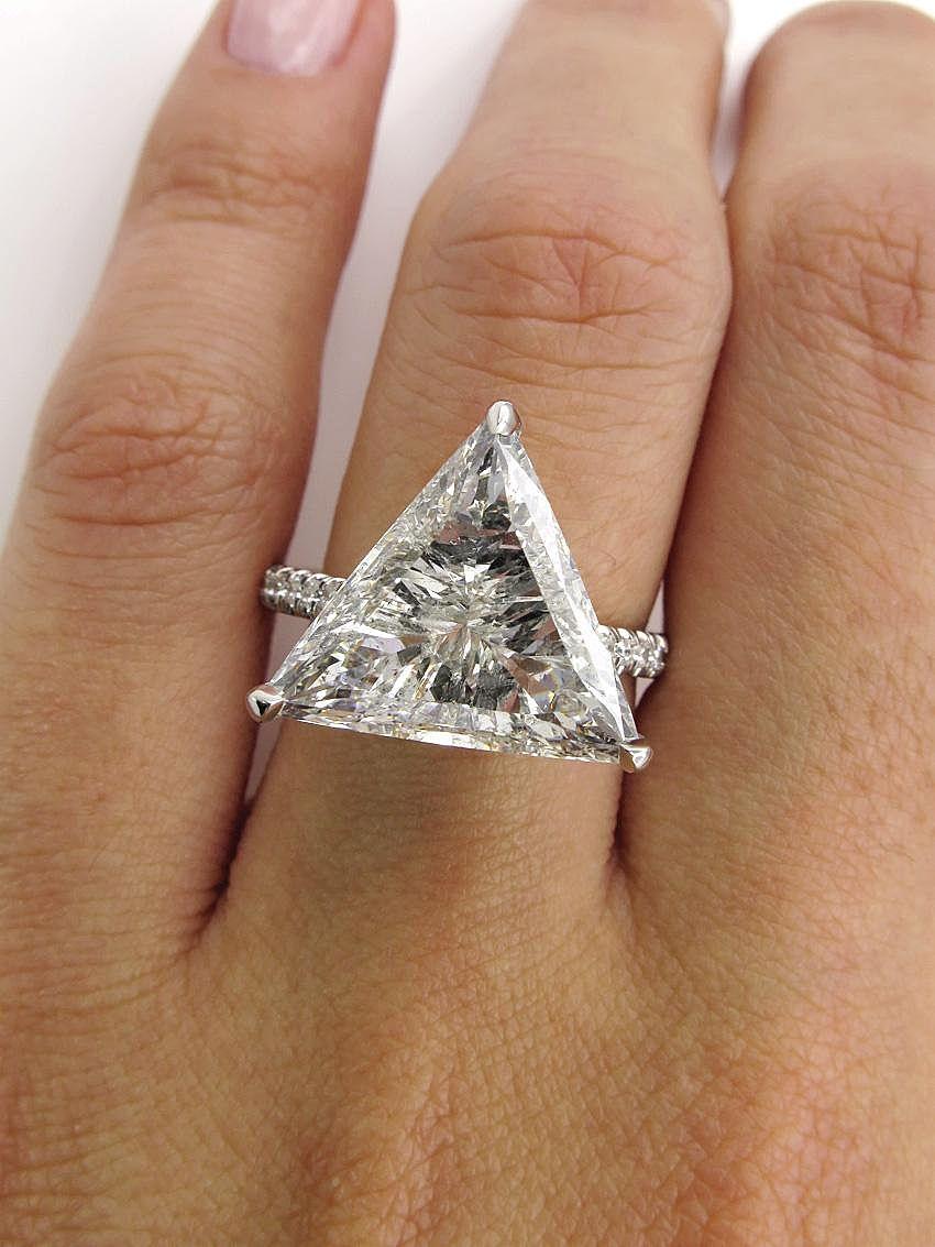 Women's 6.47ct Estate Vintage Trillion Diamond Engagement Wedding Platinum Ring EGL USA
