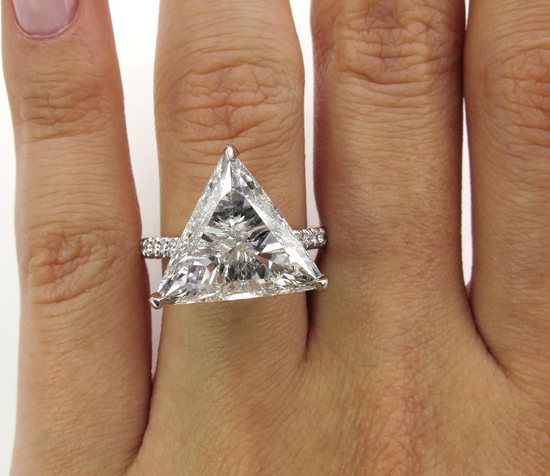 6.47ct Estate Vintage Trillion Diamond Engagement Wedding Platinum Ring EGL USA 1