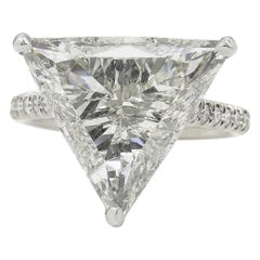 6.47ct Estate Vintage Trillion Diamond Engagement Wedding Platinum Ring EGL USA