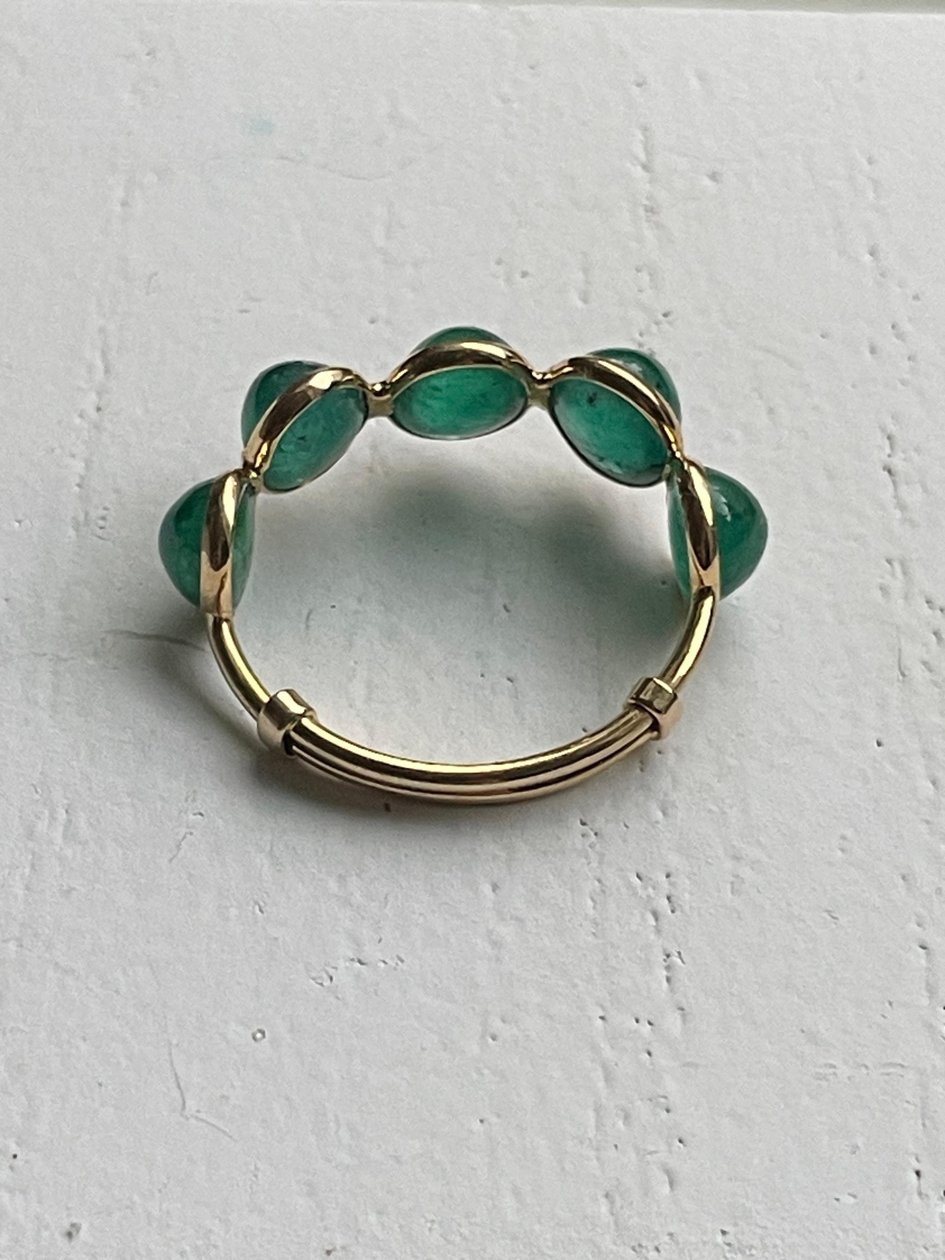 6.48 Carat Cabochon Colombian Emerald 18K Gold Ring For Sale 2