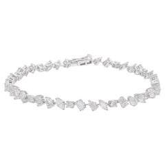 Bracciale con diamanti a forma multipla da 6,48 carati in oro bianco 18 carati Gioielli fatti a mano