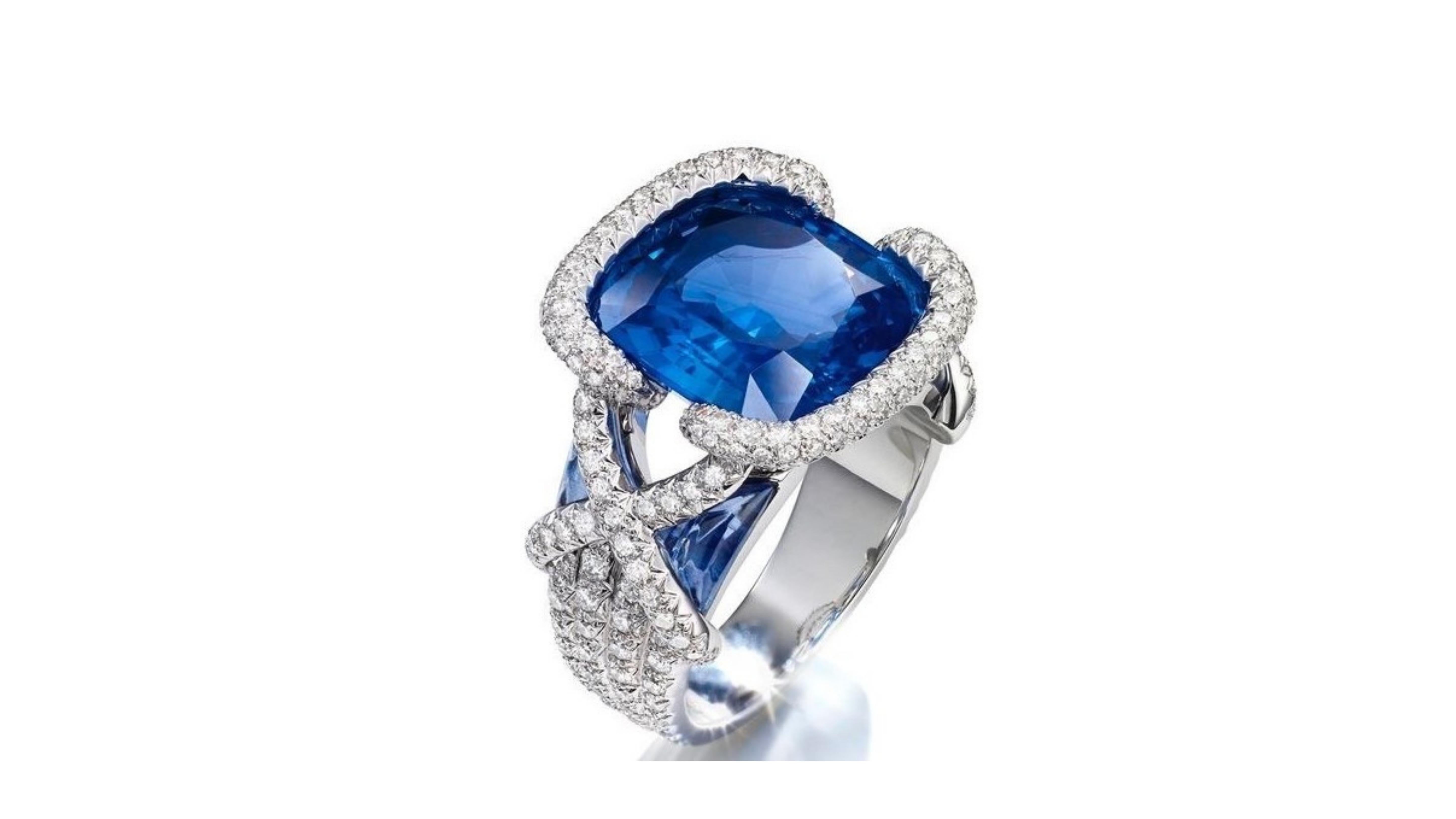 6.48 Carat Tanzanite Diamond Ring 18 Karat White Gold In New Condition For Sale In Barnsley, GB