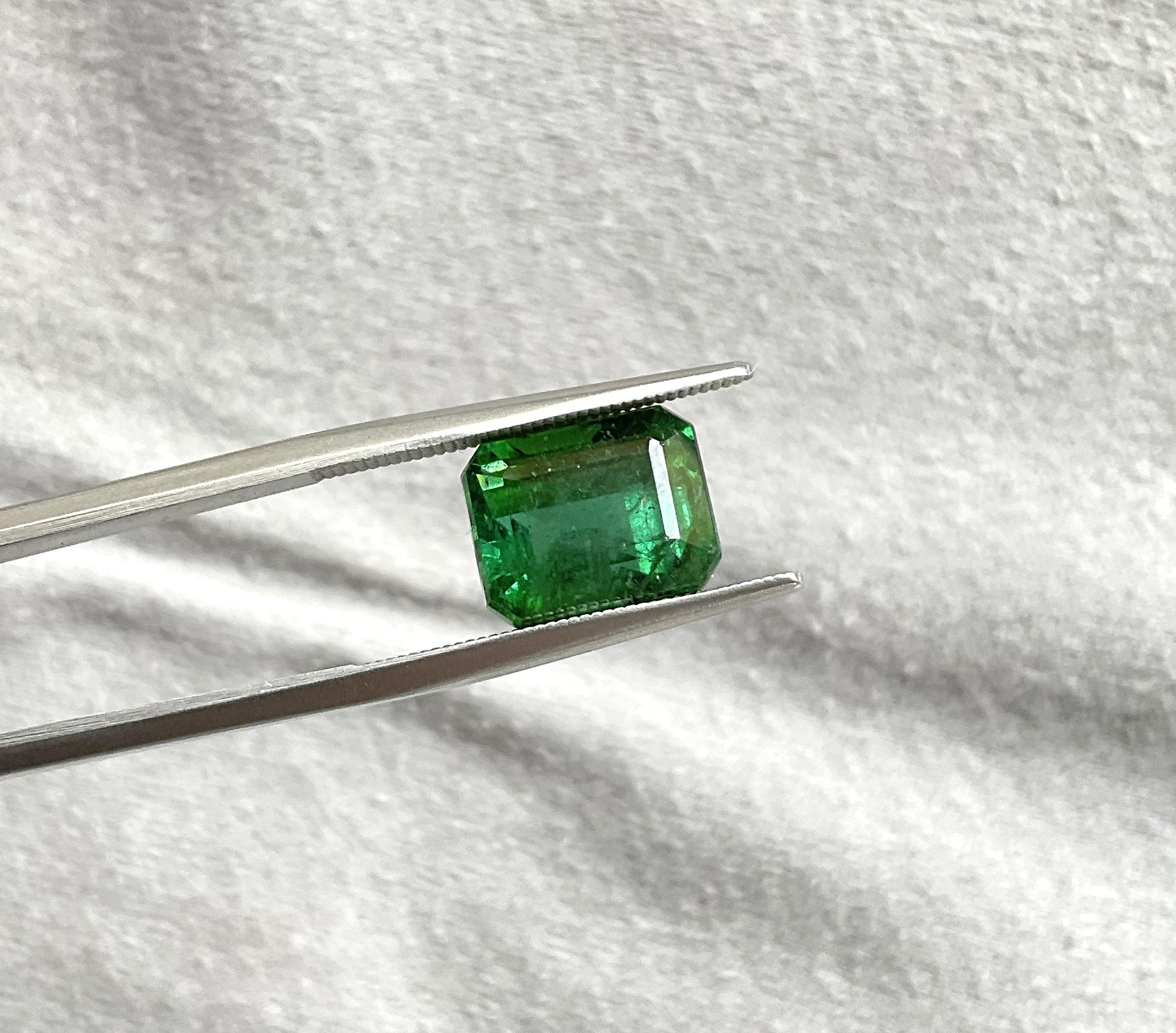 Taille octogone Pierre naturelle de 6.48 carats, tourmaline verte octogonale taillée à facettes de qualité supérieure en vente