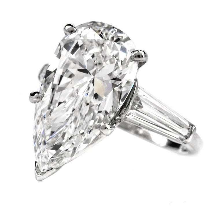 6.48 Carat E-VVS2 GIA Pear Diamond Platinum Classic Engagement Ring For ...