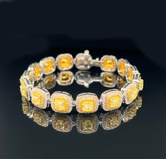 6.48ct Fancy Intense Yellow Cushion Diamond Bracelet