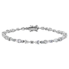 Pulsera de tenis con diamantes certificados talla múltiple de 6,49 qt Oro blanco de 18 quilates Joyería fina