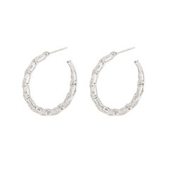 6.49 CTW Diamond Open Lattice Geometric Inside Out Hoop Earrings 18K White Gold