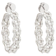 6.49 CTW Diamond Open Lattice Geometric Inside Out Hoop Earrings 18K White Gold