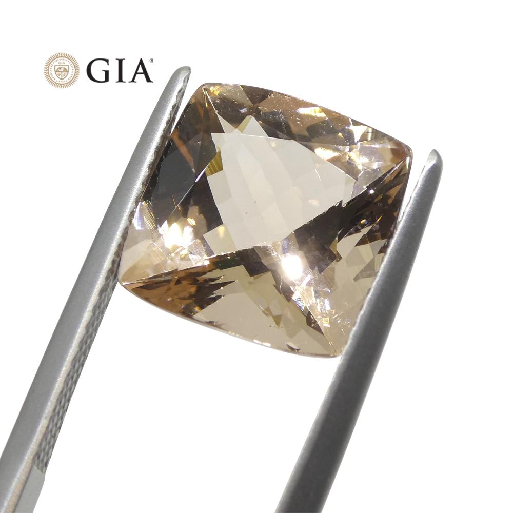 6.49ct Cushion Pinkish Orange Morganite GIA Certified In New Condition For Sale In Toronto, Ontario