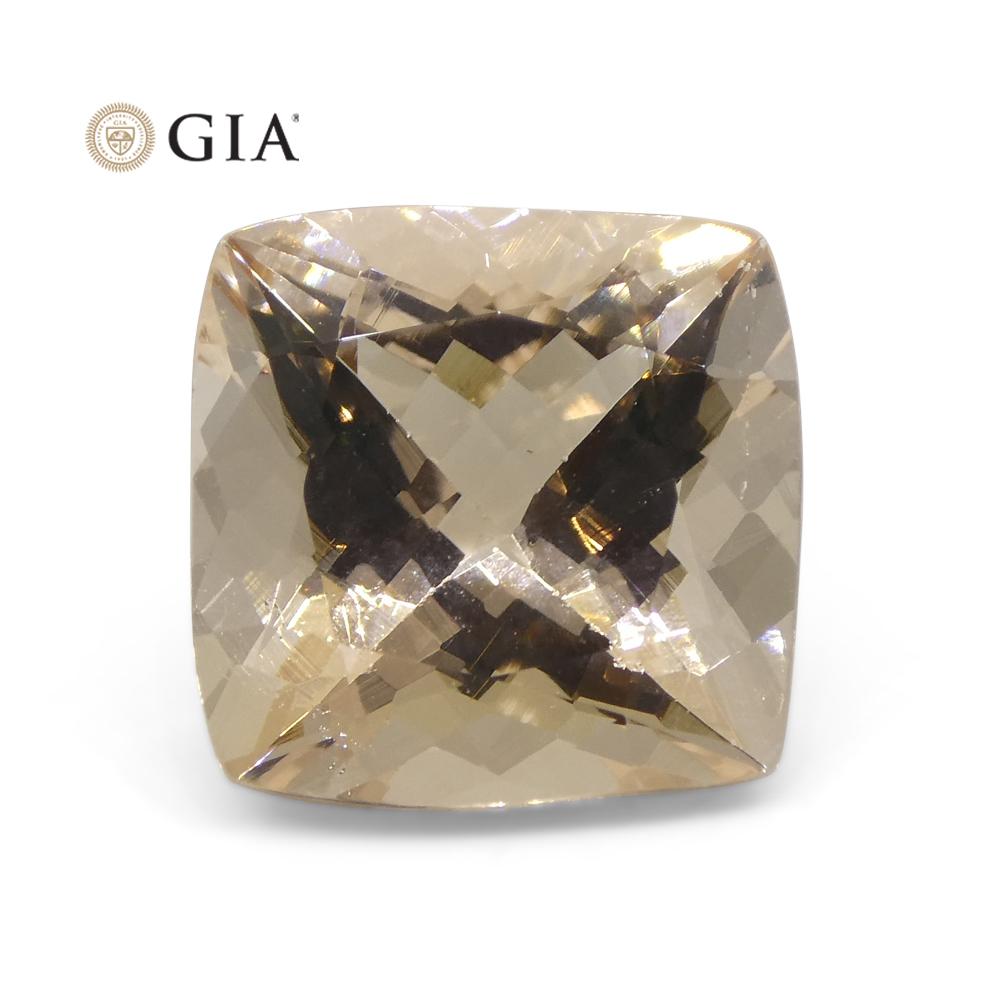 6.49 Carat Cushion Pinkish Orange Morganite GIA Certified For Sale 4