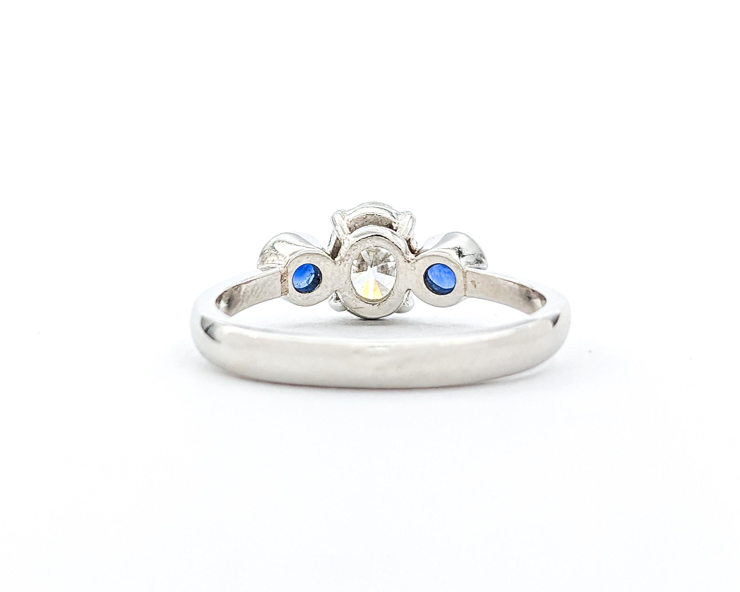 .64ct Diamond & Blue Sapphire Ring In Platinum For Sale 1
